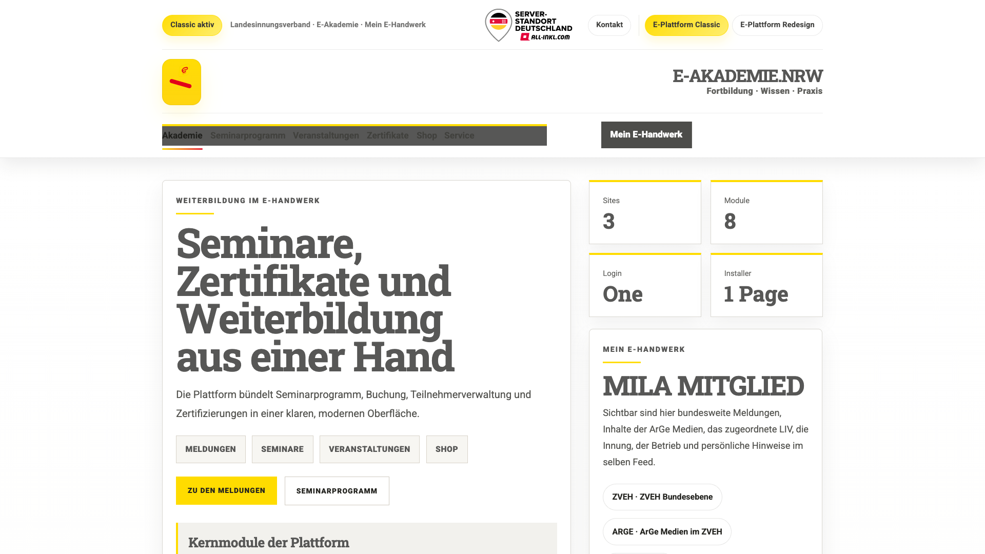 Akademie-Start im Classic-Design